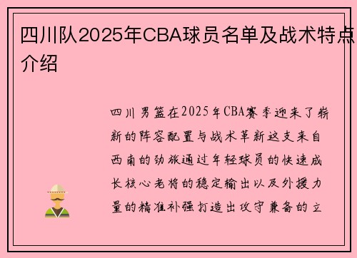 四川队2025年CBA球员名单及战术特点介绍